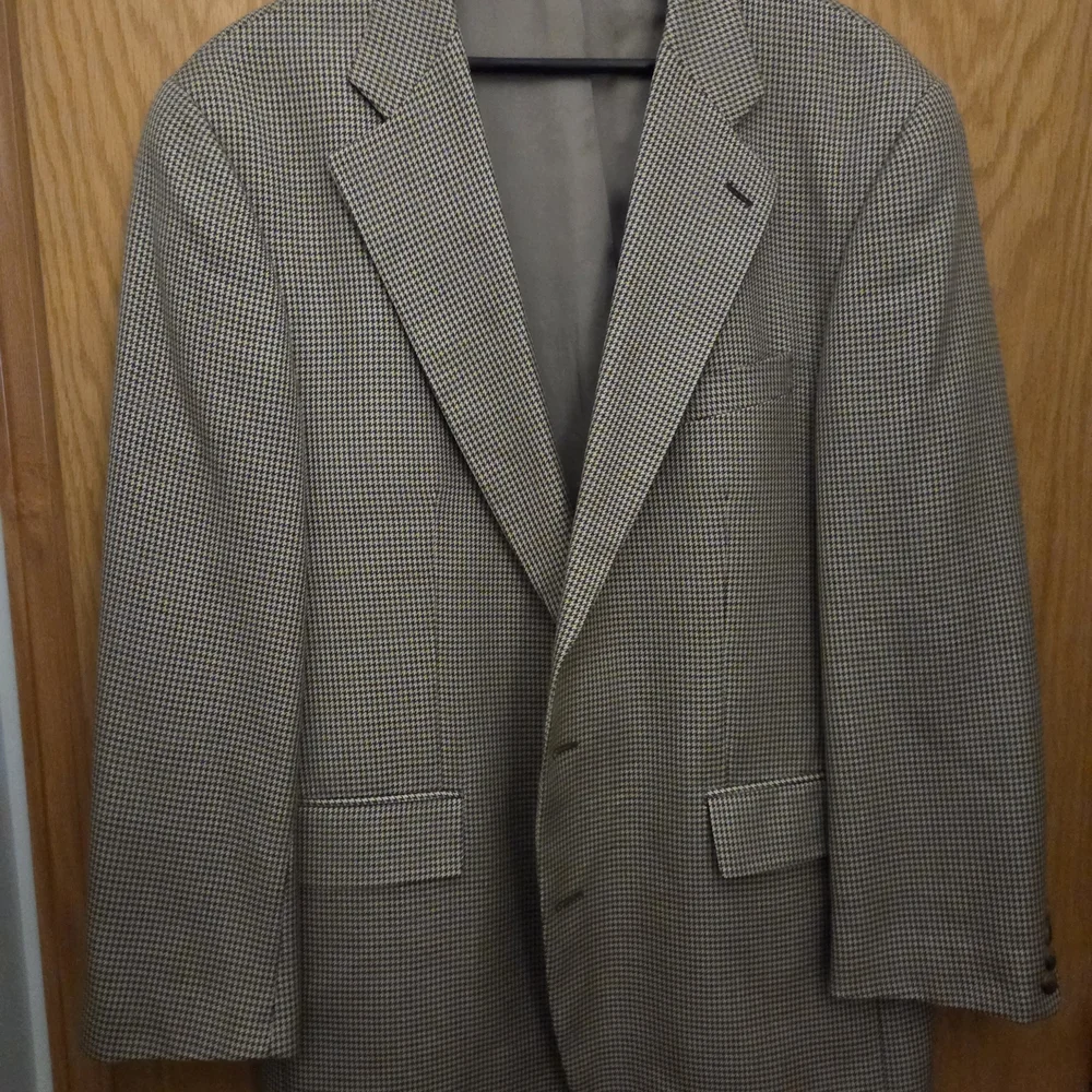 Chaps Ralph Lauren Men's Tan Houndstooth Blazer Size 44 TALL